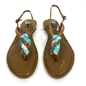 Reef Coral Blue Fabric And Leather Sandals
